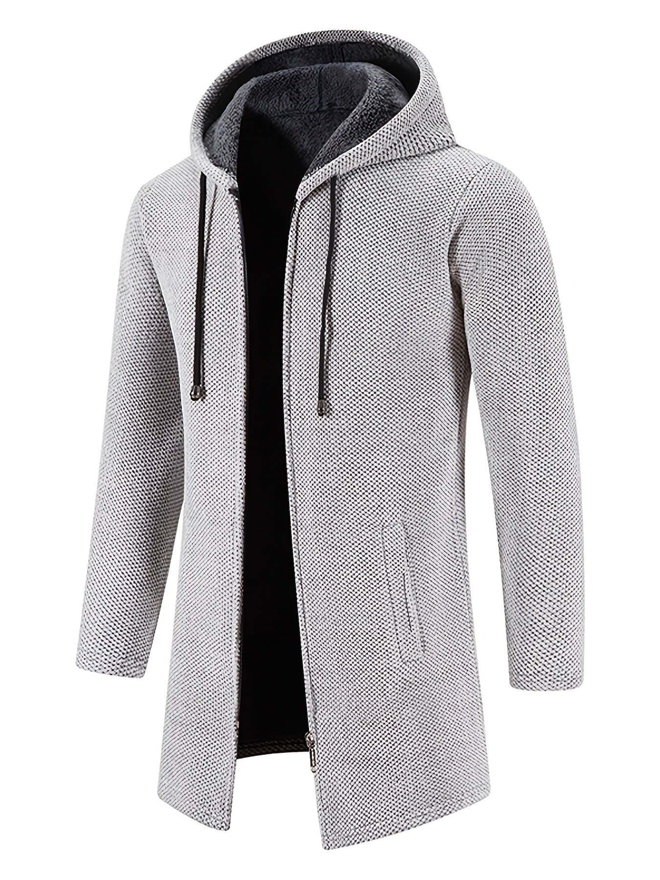 Men's Autumn And Winter Plush Thick Warm Mid Length Hooded Cardigan Best Sellers